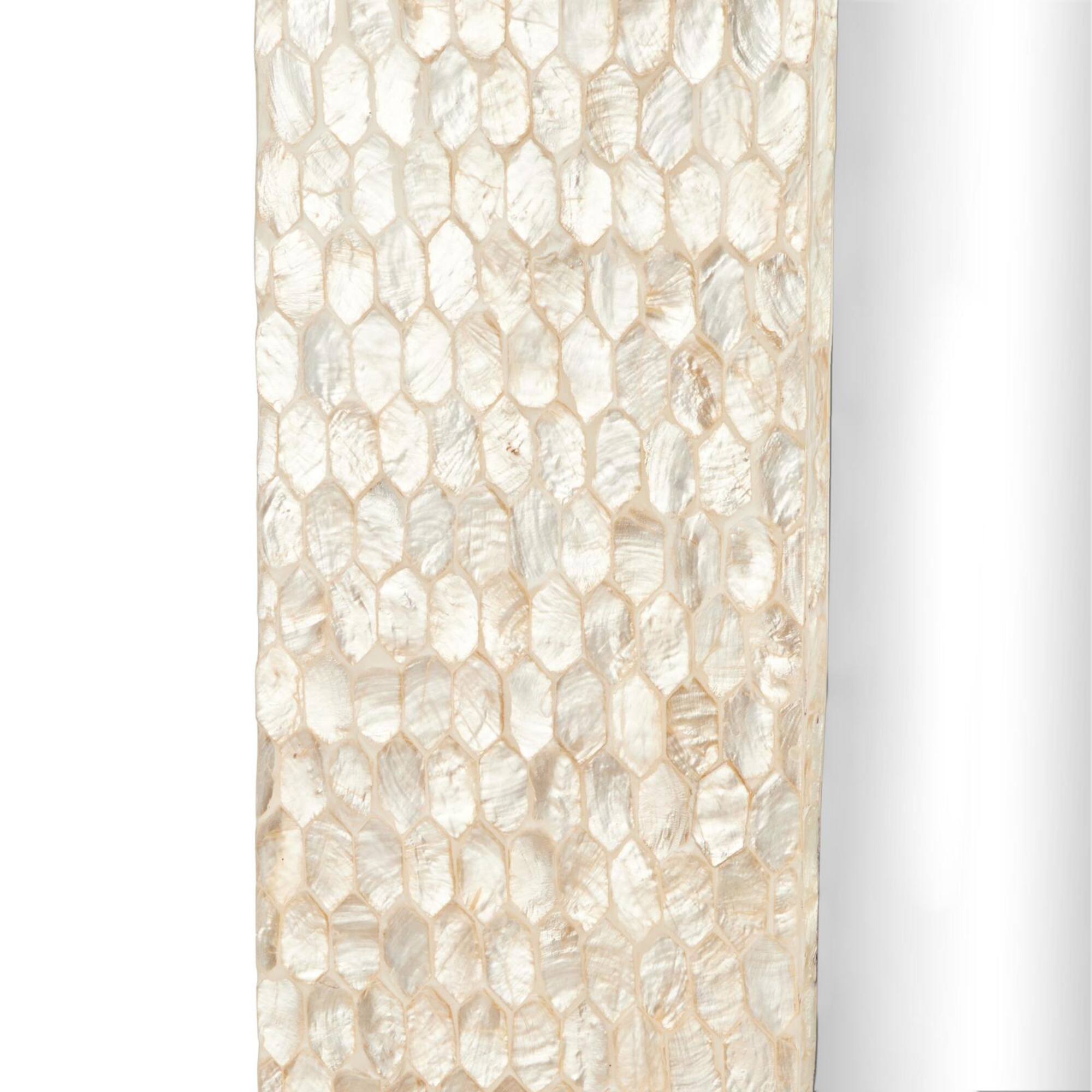 36" x 1" x 48" Cream Mother of Pearl Shell Handmade Mosaic Room Wall Mirror